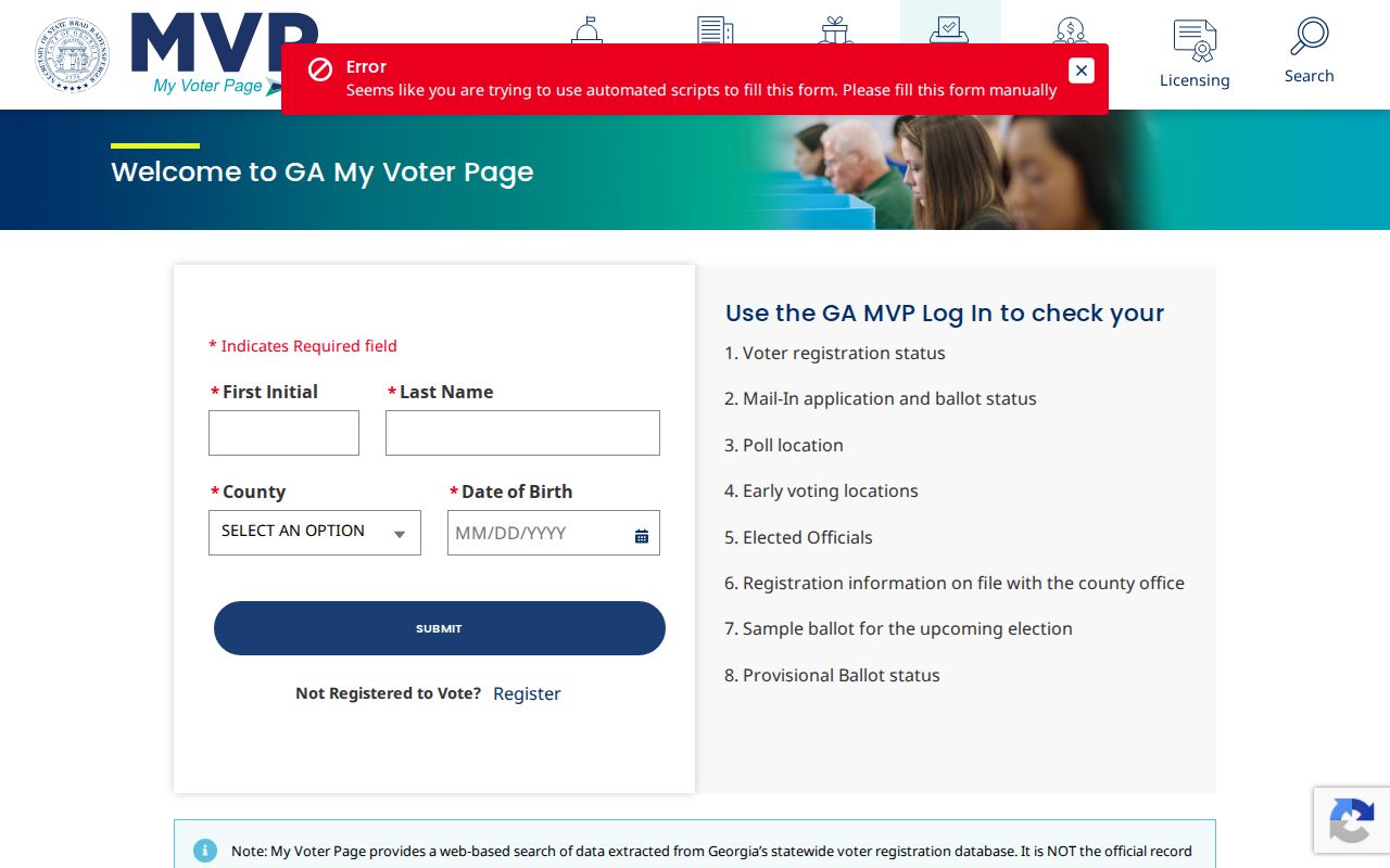 Stonecrest voter registration lookup on Georgia My Voter Page